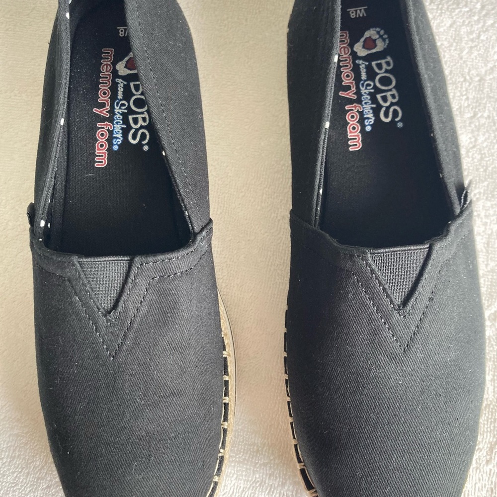Skechers womens Bobs Breeze - Canvas Espadrille Memory Foam Slip on Ballet Flat